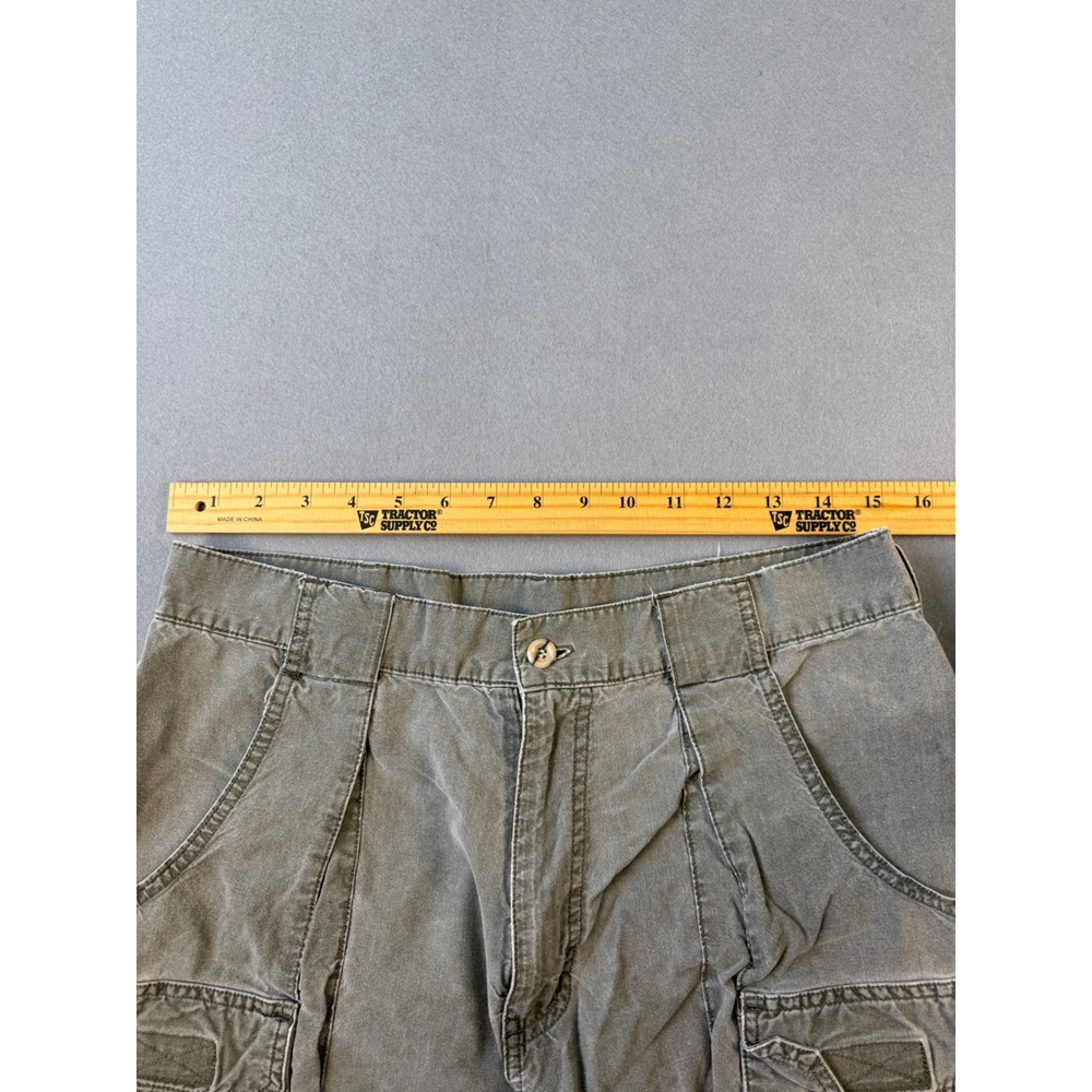 Woolrich Mens Earth Gray Green Pleated Canvas Cargo Shorts Size 32 vintage - Picture 3 of 6